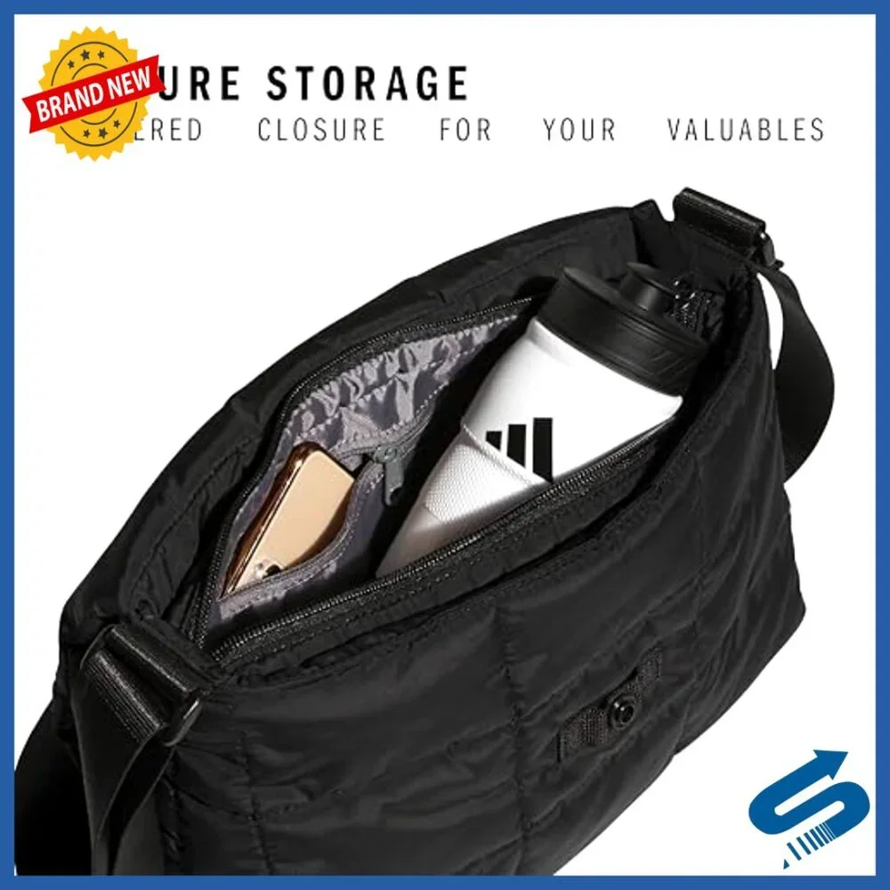 Quilted Puffer Crossbody Bag with Adjustable Strap, Zippered Compartment - Picture 5 of 7